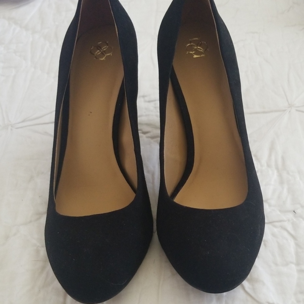 Suede black and blue heels size 8.5